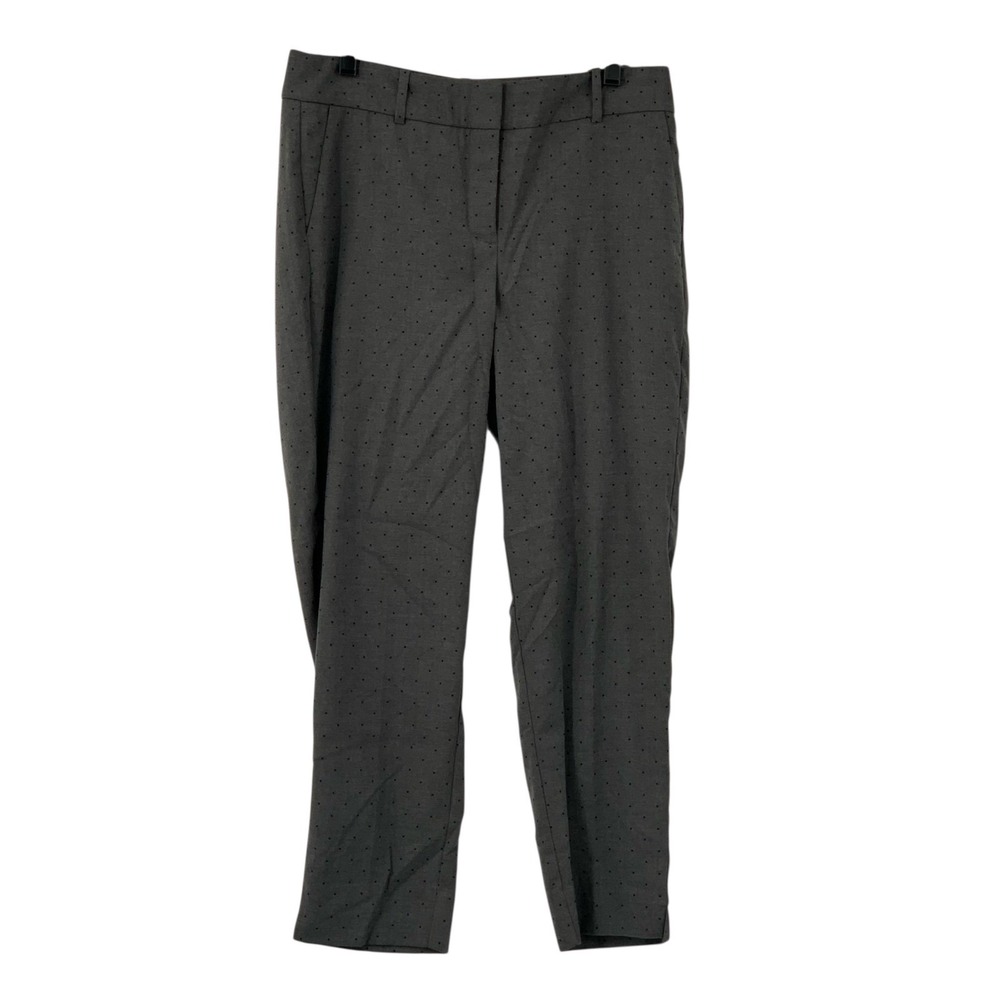 Chico's Fabulously Slimming Dress‎ Pants Gray Black Dots Taper Leg Size 1/Med